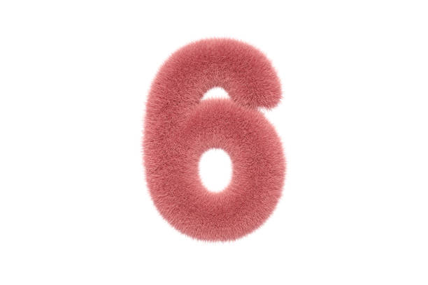 istock Number 6 with Pink Fluffy Hairy Fur 1336354329