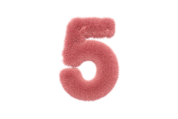 istock Number 5 with Pink Fluffy Hairy Fur 1336354368