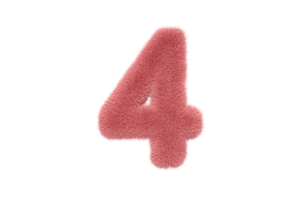 istock Number 4 with Pink Fluffy Hairy Fur 1336354396