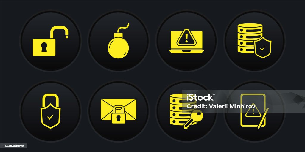 Exploding Padlock Set Lock And Check Mark Server With Shield Mail Message Lock Password ...