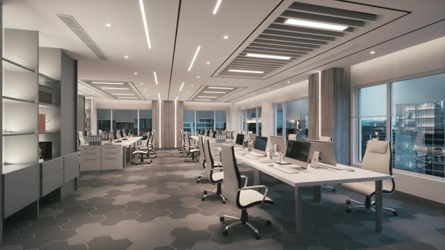 Modern office interior in a business center. Empty open office space