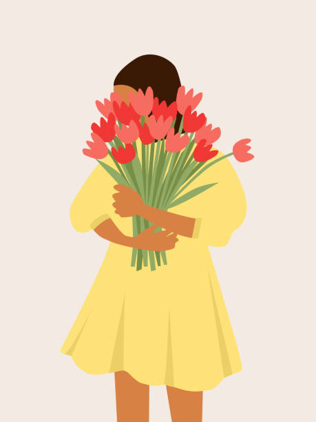 illustrations, cliparts, dessins animés et icônes de un bouquet de tulipes roses - bouquet fleurs