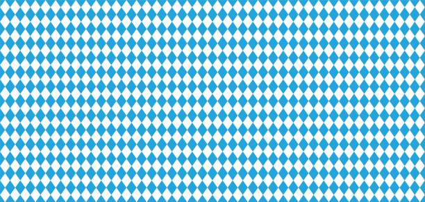 bavarian beer fest seamless pattern with blue and white rhombus flag of bavaria beer fest blue checkered background wallpaper vector old diamonds background with cracks and dust - bayern 幅插畫檔、美工圖案、卡通及圖標