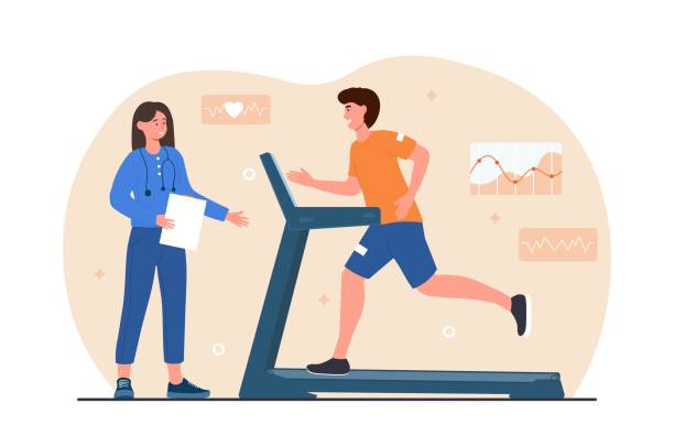 koncepcja kontroli kardio - treadmill stock illustrations