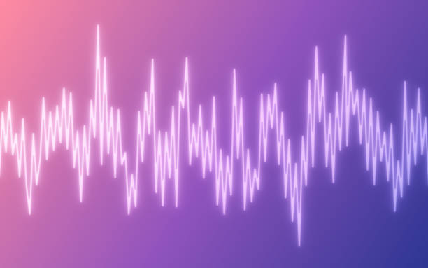 modern line graph wave audio vibration abstrakter hintergrund - lila grafiken stock-grafiken, -clipart, -cartoons und -symbole