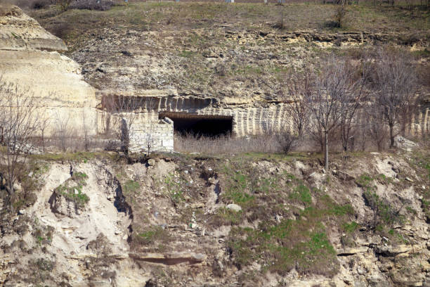 istock Mine in the rock. Extraction of natural resources. 1336370191