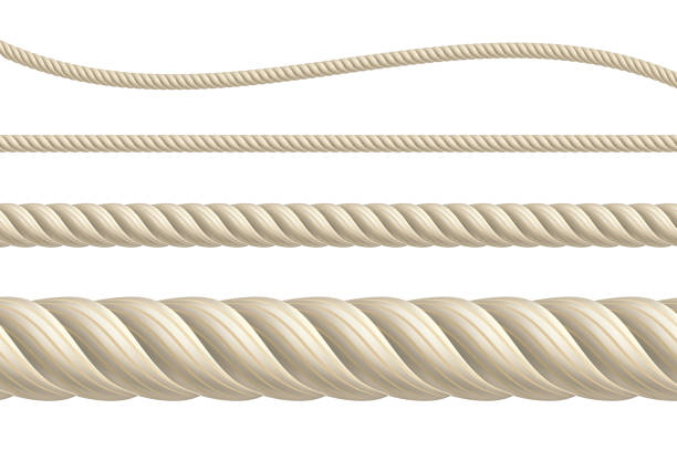 Vector ropes illustration EPS10. Isolated realistic brown ropes set. Thick, thin, straight and wavy cord Vector ropes collection EPS10. Isolated realistic brown ropes set. Thick, thin, straight and wavy cord length stock illustrations