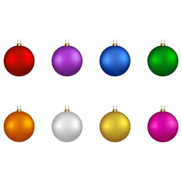 istock Set of isolated colorful christmas balls 1336372805