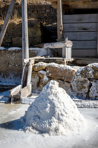 Salinas de Añana. Production of salt in an ancient artisan way in the Basque Country, Spain