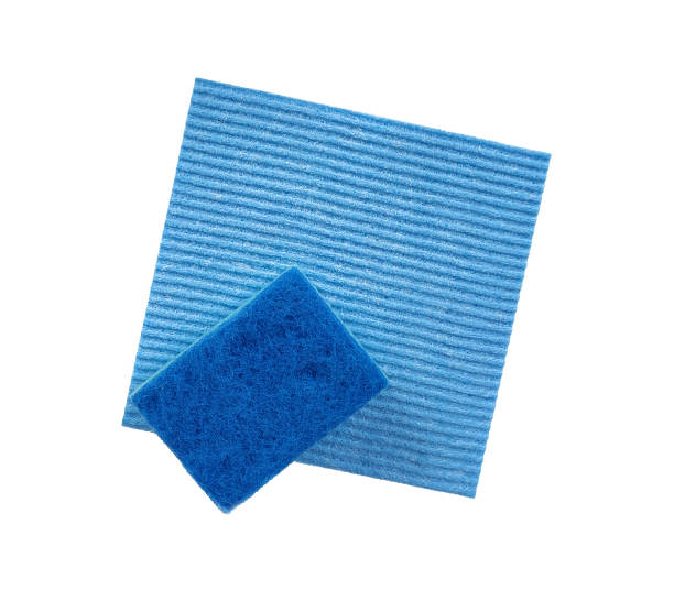 istock Blue cleaning sponge and rag isolated on a white background 1336377715