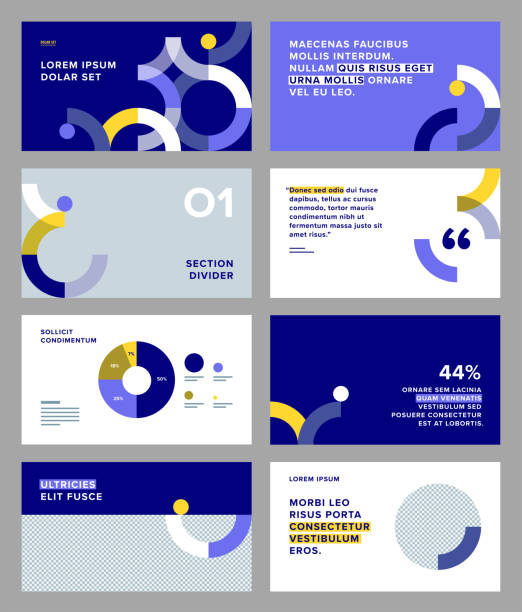 präsentationsdesignvorlage mit modernen geometrischen grafiken - bildschirmpräsentation stock-grafiken, -clipart, -cartoons und -symbole