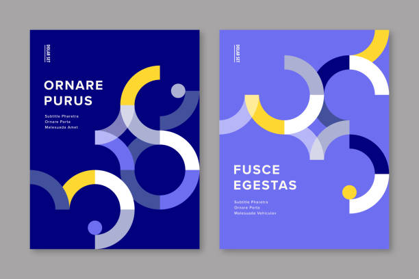 шаблон дизайна обложки брошюры с современной геометрической графикой - кривая иллюстрации stock illustrations