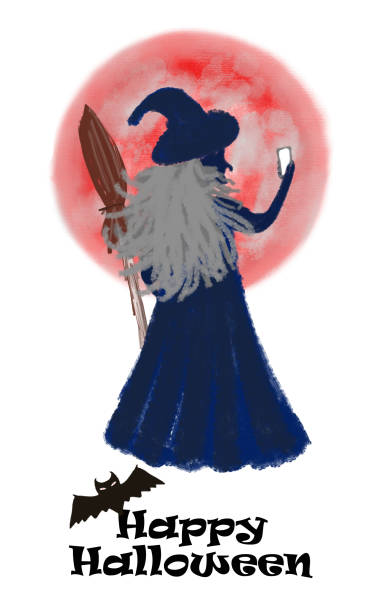 istock The Halloween Witch. Greeting card for congratulations. An invitation card. Design for decoration. Holiday party 1336382332