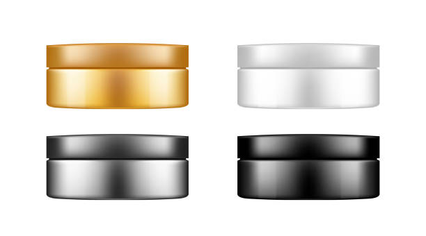istock Set of cosmetic jar with cap mockup isolated from background: lotion, cream, mousse, powder 1336390856