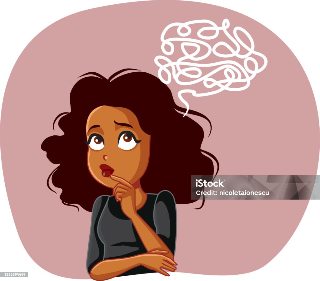 Ilustración de Desconcertada Mujer Joven Pensando Vector Ilustración De Dibujos Animados y más Vectores Libres de Derechos de Una sola mujer - iStock Ilustración de Desconcertada Mujer Joven Pensando Vector Ilustración De Dibujos Animados y más Vectores Libres de Derechos de Una sola mujer - iStock