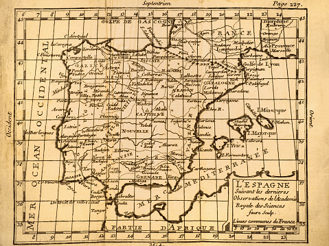 Antique old map Spain