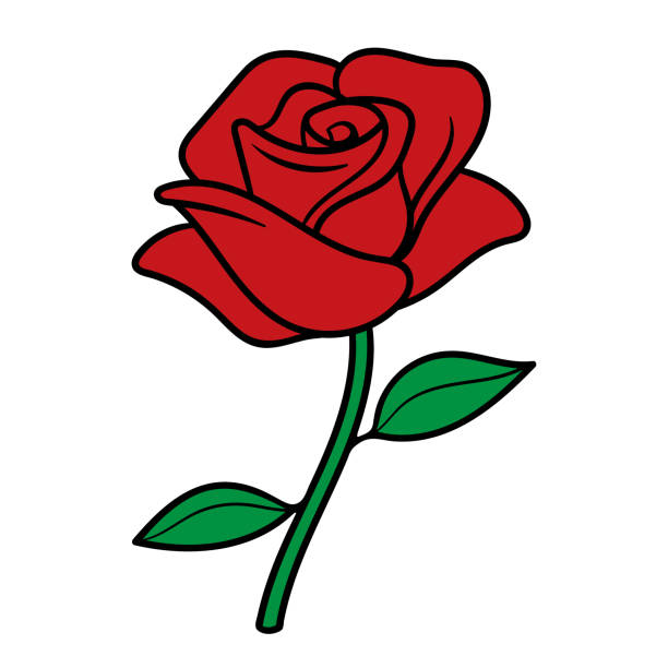 stockillustraties, clipart, cartoons en iconen met cartoon rose vector illustration on white background - roos