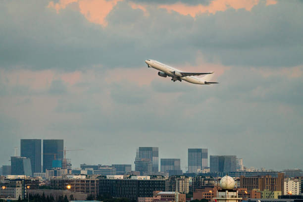 Civil aviation flew over the city