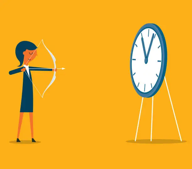 Vector illustration of Time Management - businesswoman