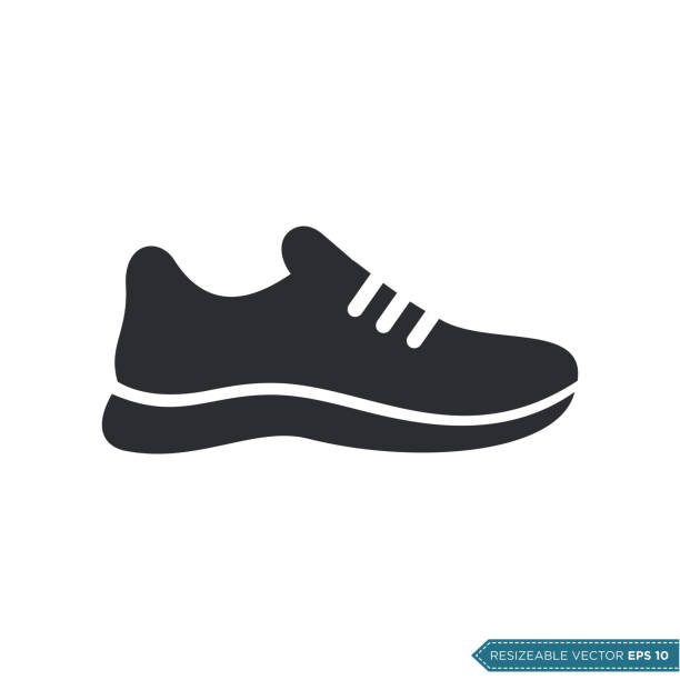 ilustraciones, imágenes clip art, dibujos animados e iconos de stock de casual sporty shoe icon vector plantilla diseño plano - zapatillas de deporte