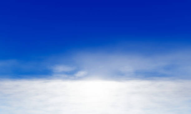 dark blue sky above the white clouds and the atmosphere. the sky atmosphere of the stratosphere contains a small number of stars in space. 3d rendering - cloud cloudscape stratosphere above imagens e fotografias de stock