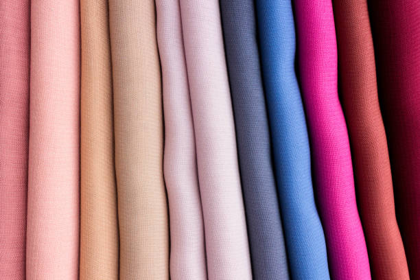 istock Close up of colorful textile fabrics 1336411095