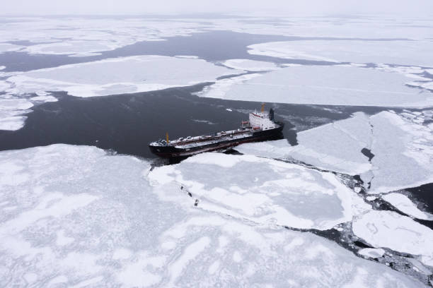 istock The sea vessel is among the ice. 1336418222