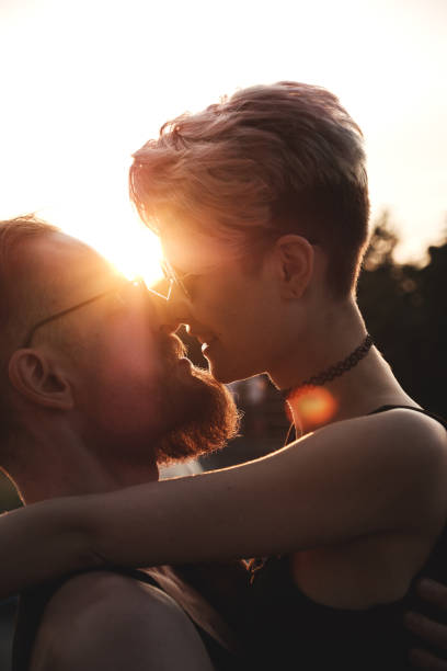 istock Couple kissing on a sunset 1336421214