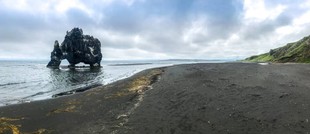 istock Drinking Dragon Hvitserkur basalt stack on ocean coast landscape, Iceland. 1336421253