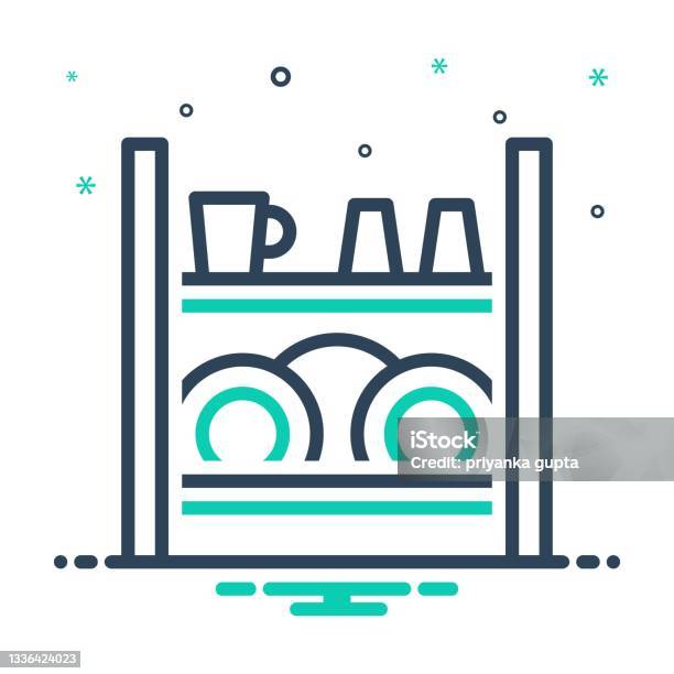 Dish Rack Graphic Dish Rack Stock Illustration - Download Image Now - Cleaner, Domestic ...
