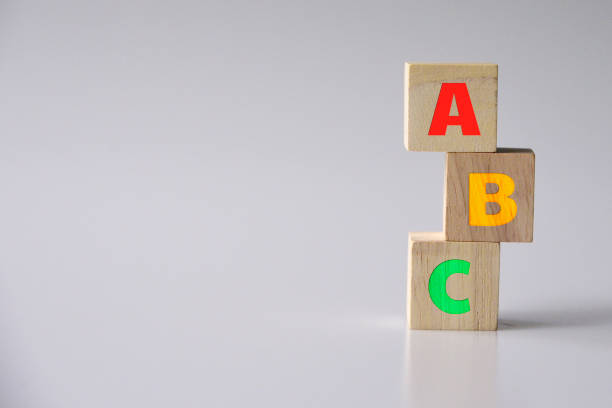 istock ABC letters alphabet on wooden cube blocks in pillar form on wood table 1336426156