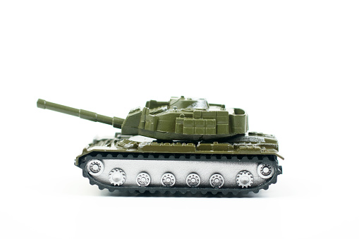 Military tank on white background