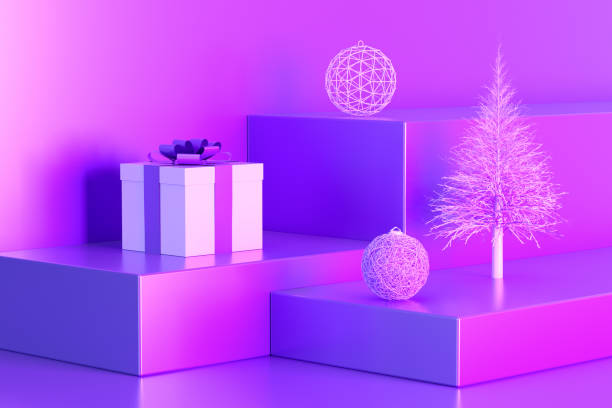 istock Gift Box, Christmas, New Year Background with Podiums, Stands 1336434631