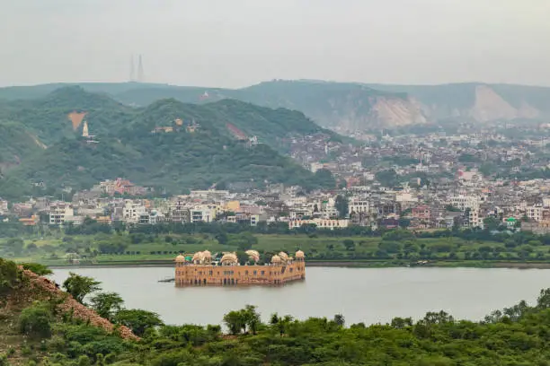 Jal mahal jaipur, rajasthan, india. view from jaigarh fort.