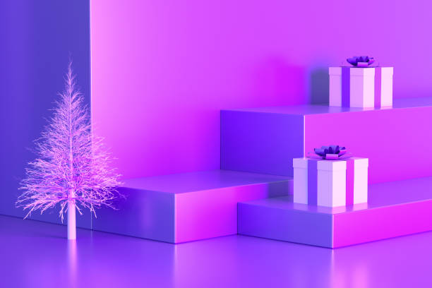 istock Gift Box, Christmas, New Year Background with Podiums, Stands 1336435836