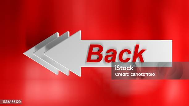 Red Script Back White Arrows With Red Write Back On Red Glossy Background 3d Rendering ...