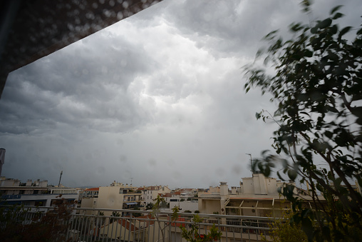 Heavy storm clouds over Antibes, Cote d'Azur, France in summer.