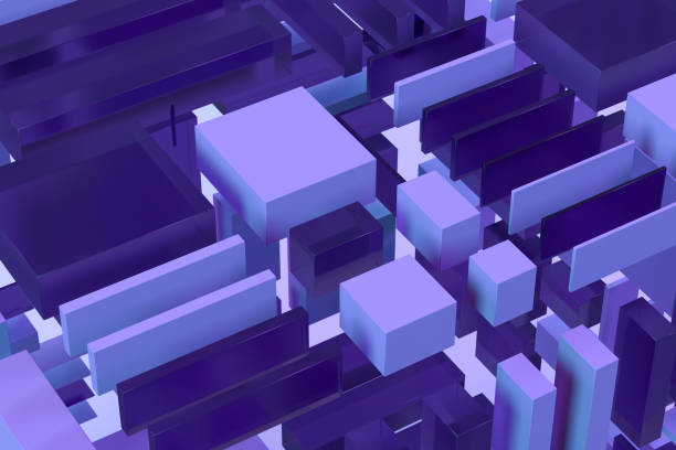 istock Abstract Cube, Geometric Shapes Background, Blockchain, Neon Lighting 1336437341