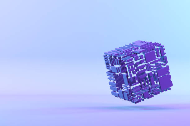 istock Abstract Cube, Geometric Shapes Background, Blockchain, Neon Lighting 1336438045
