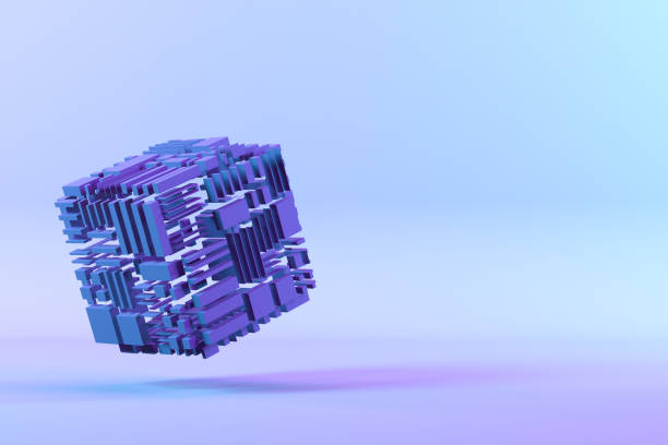istock Abstract Cube, Geometric Shapes Background, Blockchain, Neon Lighting 1336438124