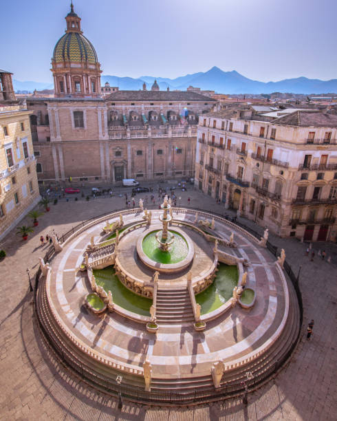 el famoso sqare de palermo - palermo sicilia fotografías e imágenes de stock