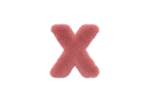 istock Letter X with Pink Fluffy Hairy Fur Lower case 1336438273