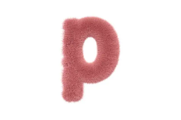 Photo of Letter P with Pink Fluffy Hairy Fur Lower case
