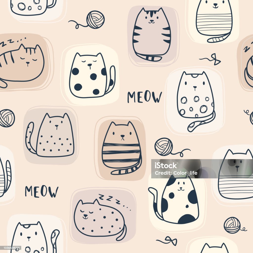 Cat Backgorund Pattern Cat Pattern Seamless Animal Background Stock Illustration - Download ...