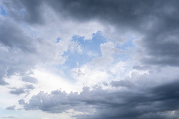 The overcast clouds were forming rain in the evening.