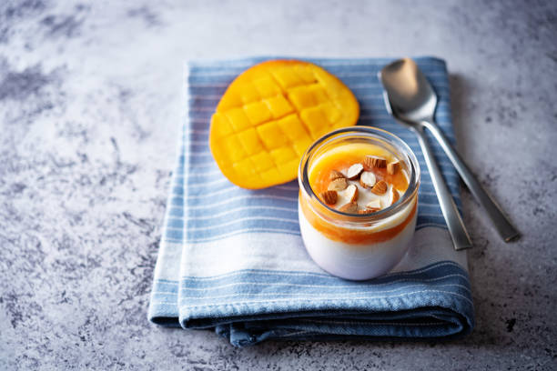 istock Greek yogurt mango healthy breakfast in a jar 1336439419