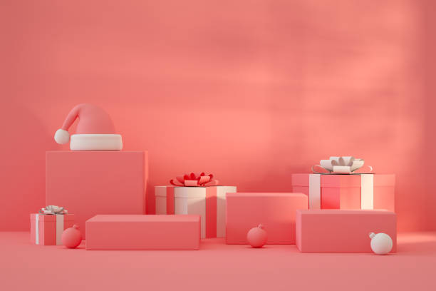 istock Gift Box, Christmas, New Year Background with Podiums, Stands 1336442307