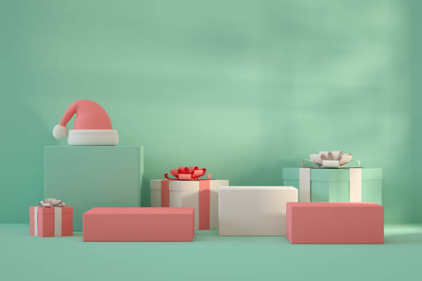 istock Gift Box, Christmas, New Year Background with Podiums, Stands 1336442369