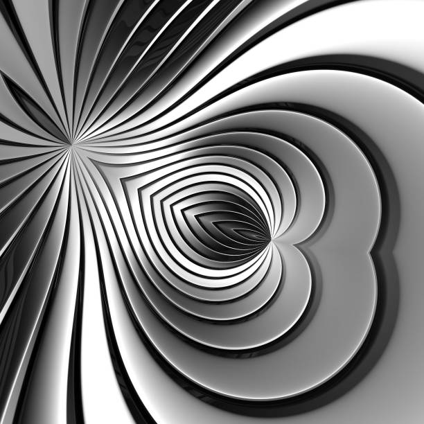 istock Chrome color geometry gray 3d abstract metal strip background. Beautiful shapes bending lines chrome color 1336443339