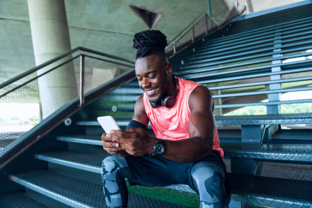 istock Afro male runner on a staircase 1336446670